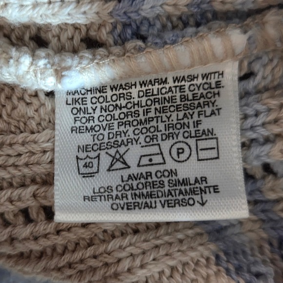 Vintage 90s Liz Claiborne Striped Knit Sweater Petite M Preppy Coastal Pastel - Picture 5 of 9